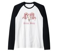 Aries Baby Zodiac Coquette Ram Skull Pink Ribbon Astrology Raglan Baseball Tee