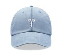 Aries Baseball Cap Vintage Washed Unisex Dad Hat Adjustable Zodiac Sign Light Blue