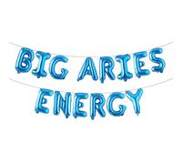 Aries Birthday Decorations - Zodiac Party Supplies with Big Aries Energy Balloon Banner for Constellation Zodiac 18th 20th 25th Birthday Party Decorations (BIG ARIES ENERGY Blue)