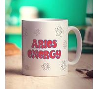 Aries Energy Star Sign Mug - Present for Birthday, Christmas - Gift for Him, Her, Mum, Sister, Brother, Friend, Daughter, Granddaughter - 11oz Ceramic Cup