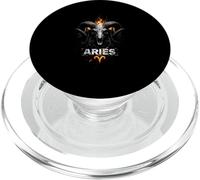 Aries flaming skull ram zodiac PopSockets PopGrip for MagSafe