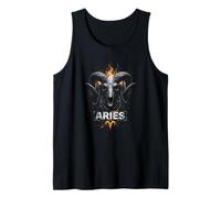 Aries Flaming Skull ram Zodiac Tank Top