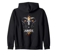 Aries flaming skull ram zodiac Zip Hoodie