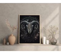 Aries Horoscope Zodiac Wall Art Print Framed Aries Zodiac Astrology Aries Art A4 Poster on Canvas - Wall Art Home Decor Movie Poster Canvas Film Cinema Retro Vintage Cult Classic Nostargic Saga Moder
