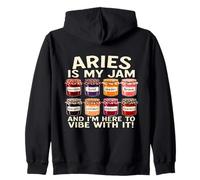 Aries Is My Jam Funny Astrology Zodiac Sign Jars Graphic Zip Hoodie