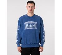 Aries Mens Aged Ancient Column Sweatshirt - Colour: Blue - Size: Large