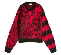 Aries Men's Brushed Leopard Jumper Red/Brown