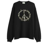 Aries Men's Peace Press Gothic Waffle Long Sleeve T-Shirt Black Medium