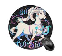 Aries Round Gaming Mouse Pad Non-Slip Rubber Base Mousepad Travel Office Mousepads for Desk Funny Waterproof Computer Mouse Mat Cute Laptop Mouspad 7.8x7.8 Inch