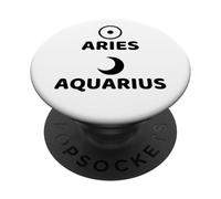 Aries Sun Aquarius Moon Astrology Zodiac Design PopSockets Adhesive PopGrip