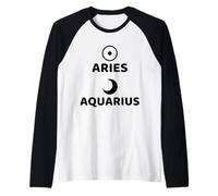 Aries Sun Aquarius Moon Astrology Zodiac Design Raglan Baseball Tee