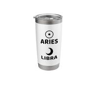 Aries Sun Libra Moon Astrology Natal Birth Chart Design Stainless Steel Insulated Tumbler