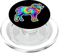 Aries The Ram Tie Dye, Multicolor Ram, Colorful Horoscope PopSockets PopGrip for MagSafe