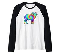 Aries The Ram Tie Dye, Multicolor Ram, Colorful Horoscope Raglan Baseball Tee