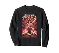 Aries Warrior Woman Fire Zodiac Sign Born Rule Breaker Sweatshirt