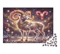 Aries Zodiac 1000 Piece Jigsaw Puzzle,Stress Relief,Impossible Challenge,Adults & Kids 14+ Red Dream Crystal,Home Wall Decor,Gift Idea,Premium Cardboard,Educational Toy 38x26cm