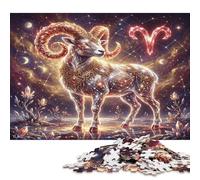 Aries Zodiac 300 Piece Wooden Jigsaw Puzzle,Wood,Impossible Challenge,Educational Toy Red Dream Crystal,Home Wall Decor,Gift Idea,Adults & Kids 14+,Stress Relief (40x28cm)
