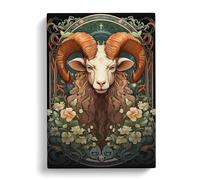 Aries Zodiac Art Nouveau Art Canvas Wall Art Print 30x20 Inch