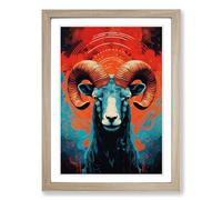 Aries Zodiac Colour Field Framed Wall Art Print, Ready to Hang Picture for Living Room Bedroom Home Office, Oak A2 (48 x 66 cm)