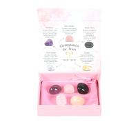 Aries Zodiac Crystals Tumblestone Set with Rose Quartz for Love, Amethyst for Peace, and Black Onyx for Confidence