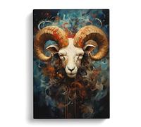 Aries Zodiac Expressionism Canvas Print | Gallery Wrapped 30mm Frame Wall Art | 30x20 inches | Ready to Hang | Eclectic Picture | Living Room Bedroom Lounge Office