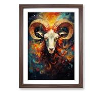 Aries Zodiac Expressionism No.2 Framed Wall Art Print, Ready to Hang Picture for Living Room Bedroom Home Office, Walnut A2 (48 x 66 cm)