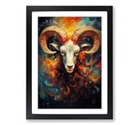 Aries Zodiac Expressionism No.2 Framed Wall Art Print, Ready to Hang Picture for Living Room Bedroom Home Office, Black A2 (48 x 66 cm)