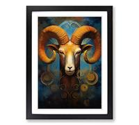 Aries Zodiac Framed Wall Art Print A2 Black