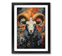 Aries Zodiac Hard Edge Painting Framed Wall Art Print, Ready to Hang Picture for Living Room Bedroom Home Office, Black A2 (48 x 66 cm)