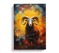 Aries Zodiac Impressionism Canvas Print | Gallery Wrapped 30mm Frame Wall Art | 30x20 inches | Ready to Hang | Impressionist Picture | Living Room Bedroom Lounge Office