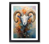 Aries Zodiac Impressionism Framed Wall Art Print A2 Black