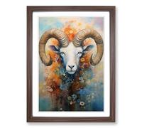 Aries Zodiac Impressionism Framed Wall Art Print A2 Walnut