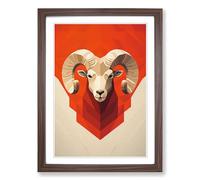 Aries Zodiac Minimalism Framed Wall Art Print A2 Walnut