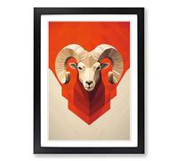 Aries Zodiac Minimalism Framed Wall Art Print, Ready to Hang Picture for Living Room Bedroom Home Office, Black A2 (48 x 66 cm)