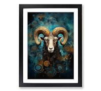 Aries Zodiac Modern Framed Wall Art Print, Ready to Hang Picture for Living Room Bedroom Home Office, Black A2 (48 x 66 cm)