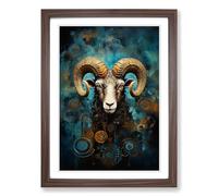 Aries Zodiac Modern Framed Wall Art Print, Ready to Hang Picture for Living Room Bedroom Home Office, Walnut A2 (48 x 66 cm)