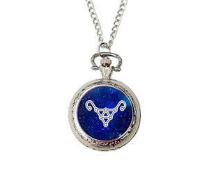 Aries Zodiac Pocket Watch - Silver Star Sign Watch with Starry Sky Design, Gift Boxed - Ideal Horoscope Gift for Men, Birthday or Christmas.