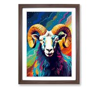 Aries Zodiac Pop Framed Wall Art Print A2 Walnut