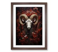 Aries Zodiac Realism No.2 Framed Wall Art Print, Ready to Hang Picture for Living Room Bedroom Home Office, Walnut A2 (48 x 66 cm)