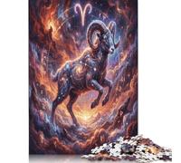 Aries Zodiac Red Galaxy Wooden Puzzle 300 Pieces, Weekend Puzzle Gift