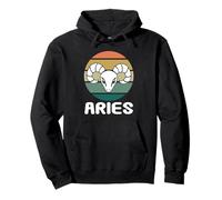 Aries Zodiac Retro Sunset Graphic Astrology Sign Pullover Hoodie