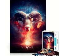 Aries Zodiac Sign Digital Art 1000 Piece Jigsaw Puzzles for Adults Cognitive Boost Snug Edge Fun Play Table Accent (38x52cm)