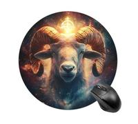 Aries-Zodiac Sign Round Gaming Mousepad Rubber Base Desk Mat for Office Laptop Computer