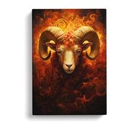 Aries Zodiac Symbolism Art Canvas Print | Gallery Wrapped 30mm Frame Wall Art | 30x20 inches | Ready to Hang | Contemporary Picture | Living Room Bedroom Lounge Office