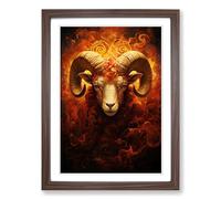 Aries Zodiac Symbolism Framed Wall Art Print, Ready to Hang Picture for Living Room Bedroom Home Office, Walnut A2 (48 x 66 cm)