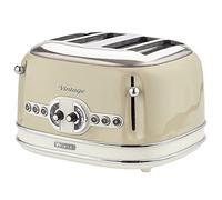 Ariete 0156/03 Retro Style 4 Slice Toaster with 2 Slice Control, 6 Browning Levels and Removable Crumb Tray, Cool Touch Sides, Non-Slip Feet, Vintage Design, Beige