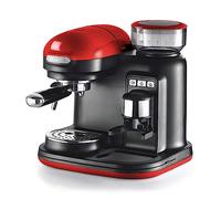 Ariete 1318R Moderna Espresso Machine, 15 Bar Pressure Pump, Barista Style Coffee Maker with Built in Grinder & Milk Frother, Ideal for Cappuccinos & Lattes, 800 cubic centimeters, Red