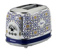 Ariete Toaster 155 Capri, Mediterranean Style, 2 Wide Slots, 6 Burning Levels with Automatic Ejection, Crumb Tray, Grilling, Heating and Defrosting, 810W