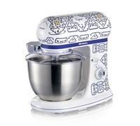Ariete 1588 Capri Food Processor, 7 Speed Levels, 3 Whisks for Soft and Firm Doughs, Lid with Splash Guard, 5.5 Litre Stainless Steel Bowl, Mediterranean Design, 2400 Watt
