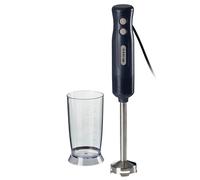 Ariete 0601 Breakfast Line 3 in 1 Hand Blender, 2 Speed settings, Transparent Glass, Minipimer 700W, Whisk & Chopper Included, Dark Grey